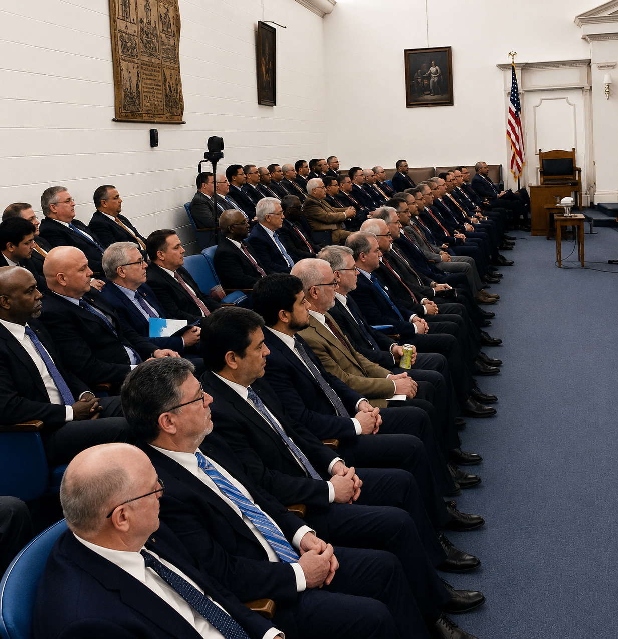 Brethren seated during a Master's Path session